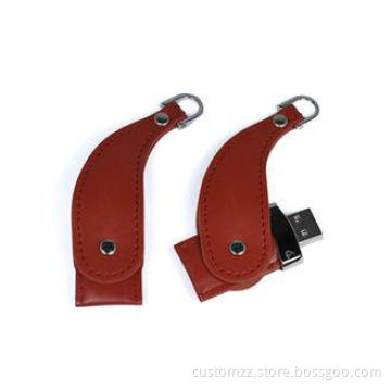 Customizable Leather USB Flash Drive Thumb Drive Brown With